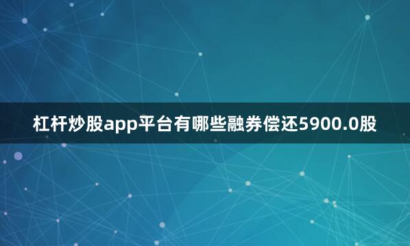 杠杆炒股app平台有哪些融券偿还5900.0股